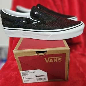 Black Sequins Vans "men's 7 and women's 8.5